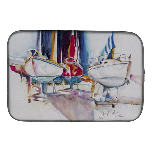 Caroline's Treasures Sailboats in Dry Dock Dish Drying Mat