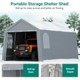 thumbnail image 2 of Pinypikaka Outdoor Carport Heavy Duty Storage Shed w/ Roll-up Zipper Door, Waterproof Storage Tent Shelter Car Canopy Portable Shelter Garage for Car Motorcycle Bike Garden Tools, 2 of 8