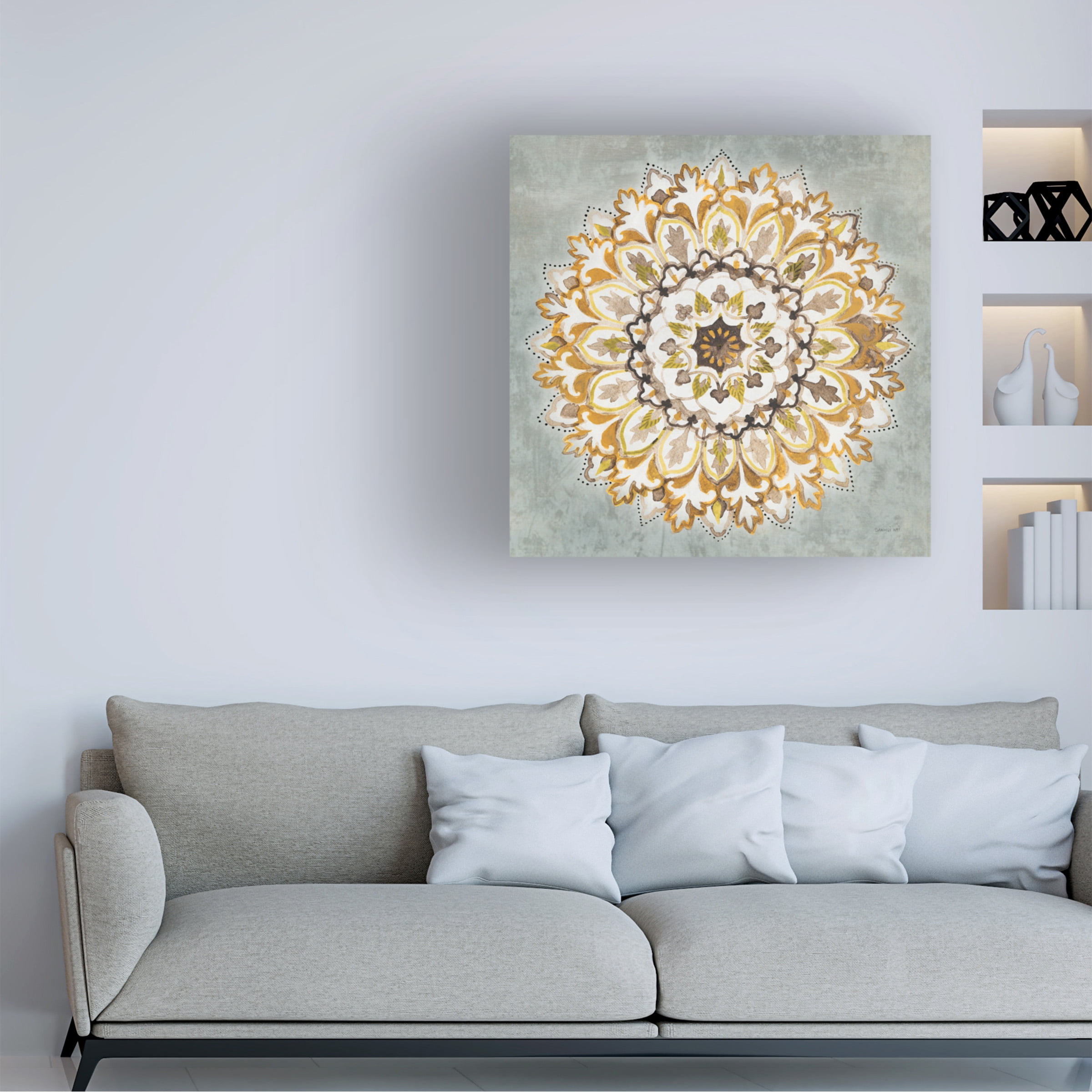 Danhui Nai 'Mandala Delight II Yellow Grey' Canvas Art
