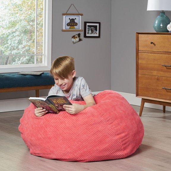 Modern Corduroy Polyester 3ft Bean Bag Chair Pink Rose