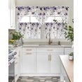 thumbnail image 4 of Purple Flowers Swag Kitchen Curtains Sets for Windows 24 Inch Length, Spring Floral Elegant Pastoral Watercolor Short Window Curtain Panels Swags Valances and Tiers 3 Piece Set for Cafe/Dining Room, 4 of 5