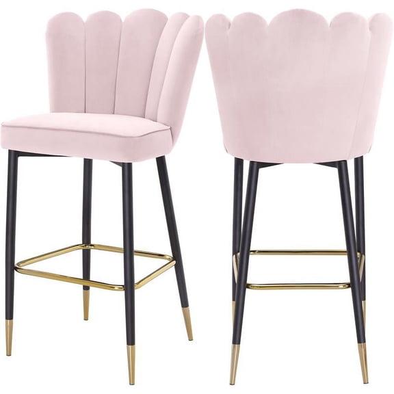 Meridian Furniture Lily Pink Velvet Stool (Set of 2)