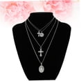 thumbnail image 4 of Greenadscape Collar De Cruz Plateado Para Mujer Con Multilayer Y Y, 4 of 8