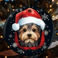 thumbnail image 4 of Christmas Ceramic Ornament Cute Peeking Dog Yorkie in Santa Hat Snowflake Xmas 2024 Ornament Dog Lovers Gift Xmas Tree Decoration Holiday Present, 4 of 8