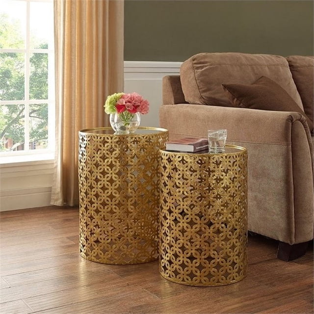 Atlin Designs Ensemble de Tables Gigognes 2 Pcs en Or
