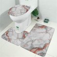 thumbnail image 2 of White Gray Rose Gold Marble Pattern Bathroom Rugs Sets 3 Piece,Toilet Cover Set,Absorbent Non Slip Bathroom Mats Sets with U-Shaped Contour Rug Toilet Rug Set, 2 of 5