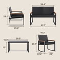 thumbnail image 2 of 4-Piece All-Weather steel Patio Conversation Set - Thick Cushioned Outdoor Sofa with Tempered Glass Coffee Table, Waterproof Backyard/Porch/Balcony/Poolside Furniture Dark Grey, 2 of 10