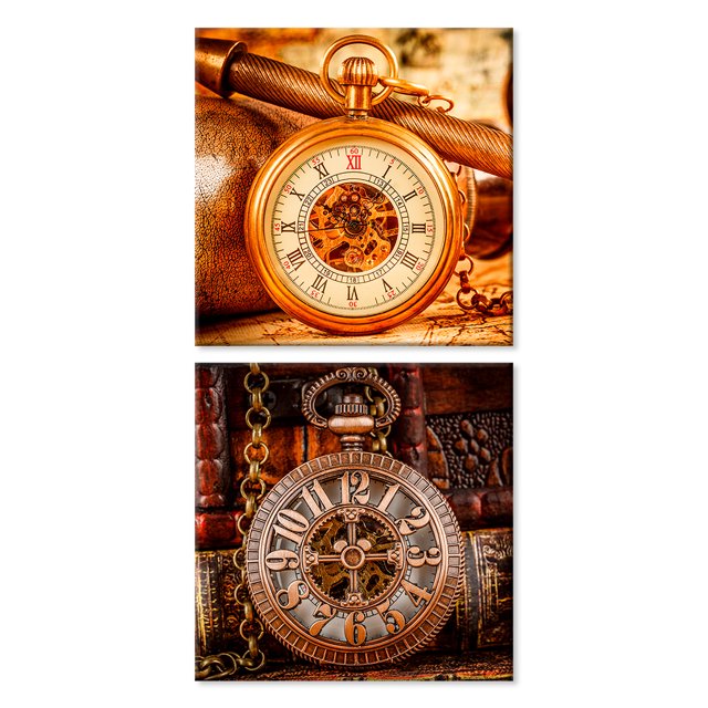 Cuadros Decorativos Relojes de Bolsillo Set 2 piezas Joss Design 30x30