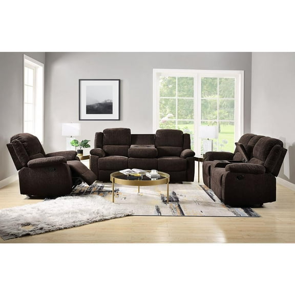 ACME Madden Chenille Motion Reclining Sofa in Brown