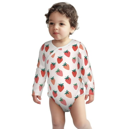 

Fotbe Hand Drawn Strawberry Pattern Unisex-baby Long-sleeve Bodysuit Long Sleeve Bodysuits One-piece 100% Organic Cotton for Infant Baby Boys Unisex-3 Months