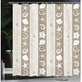 thumbnail image 3 of Ambesonne Nautical Shower Curtain, Sea Animals Shells Stripes, 69"Wx70"L, Dark Tan, 3 of 4