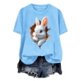 thumbnail image 4 of Tops de Cuello Alto para las Mujeres Amante Impreso Camiseta Cuello Redondo Manga Corta, Poliéster Spandex, 4 of 7