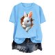 thumbnail image 4 of Tops de Cuello Alto para las Mujeres Amante Impreso Camiseta Cuello Redondo Manga Corta, Poliéster Spandex, 4 of 7