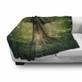 thumbnail image 3 of Spring Soft Flannel Fleece Throw Blanket, Tree of Life Themed Arrangement with Thirving Jungle Season Nature Print, Cozy Plush for Indoor and Outdoor Use, 50" x 70", Green Pale Yellow, by Ambesonne, 3 of 6