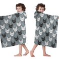 thumbnail image 4 of Rooster and Foliage Grey Pattern Hooded Bath Towel Wrap for Teens Ages 3 To 12, Soft Lightweight Quick Dry Microfiber Bath Beach Pool, 50"x30", 4 of 6