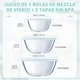 thumbnail image 2 of Juego de 3 Tazones de Vidrio con Tapa Hermética, Cuencos para Mezclar y Ensalada, Apilables,Sin BPA, Ensaladeras de Cristal para Cocina, Batir y Servir Alimentos, Apto Microondas y Lavavajillas, 2 of 7