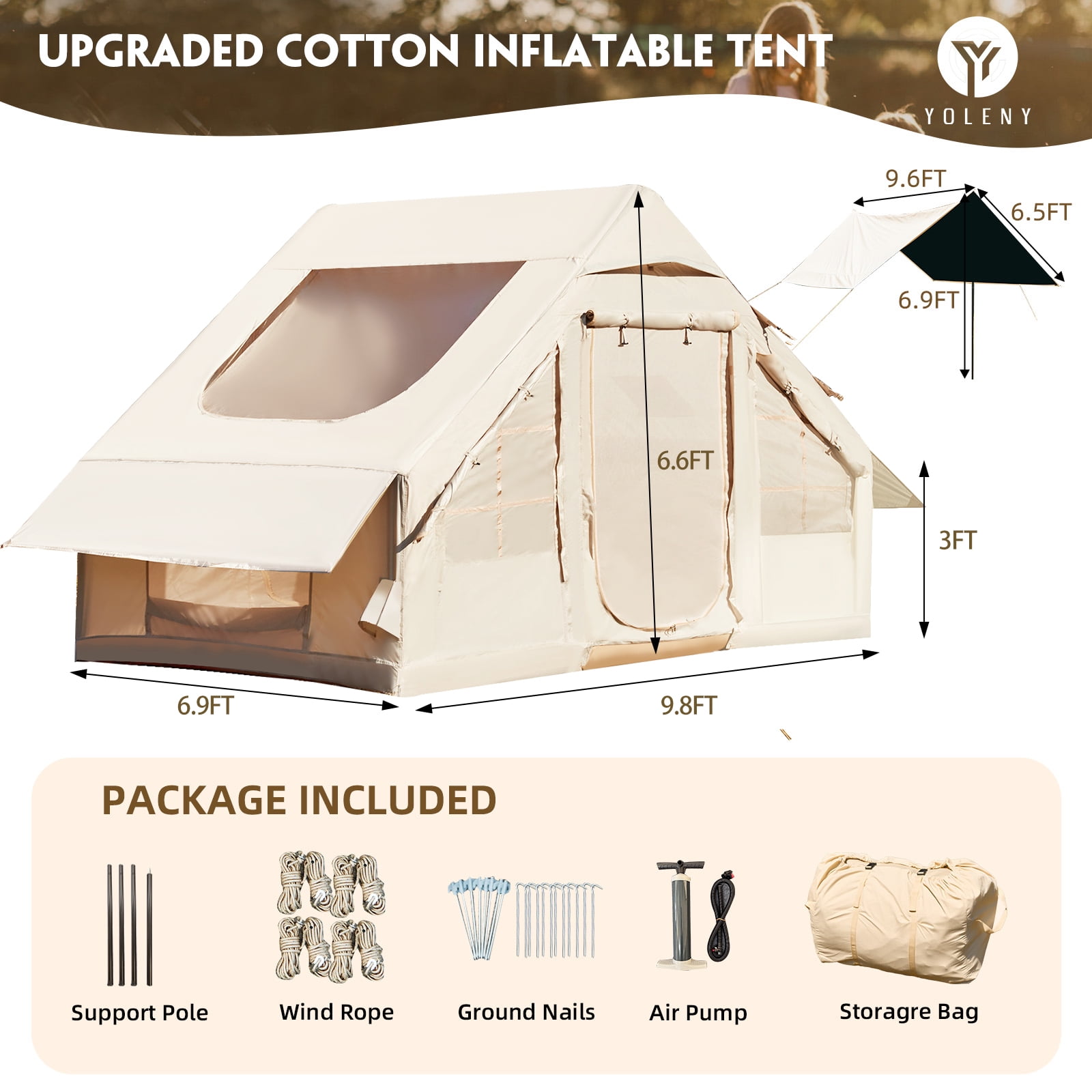 EROMMY 8-Person Camping Tent with Hand Pump, Inflatable