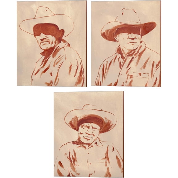 Great Art Now Man of the West by Jacob Green 3 Piece Canvas Art Set Each 12"W x 15"H