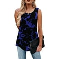 thumbnail image 2 of JuneFish Women's Tank Tops Summer Sleeveless Tunic Pleated Floral Print Casual Blouse, 2 of 6