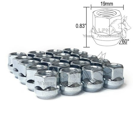 20Pc Open End Bulge Acorn Lug Nuts 1/2"-20 Closed End For Jeep 5x4.5 5x5 5x5.5