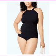 Profile by Gottex Plus Size High-Neck One-Piece Swimsuit,Black,24W