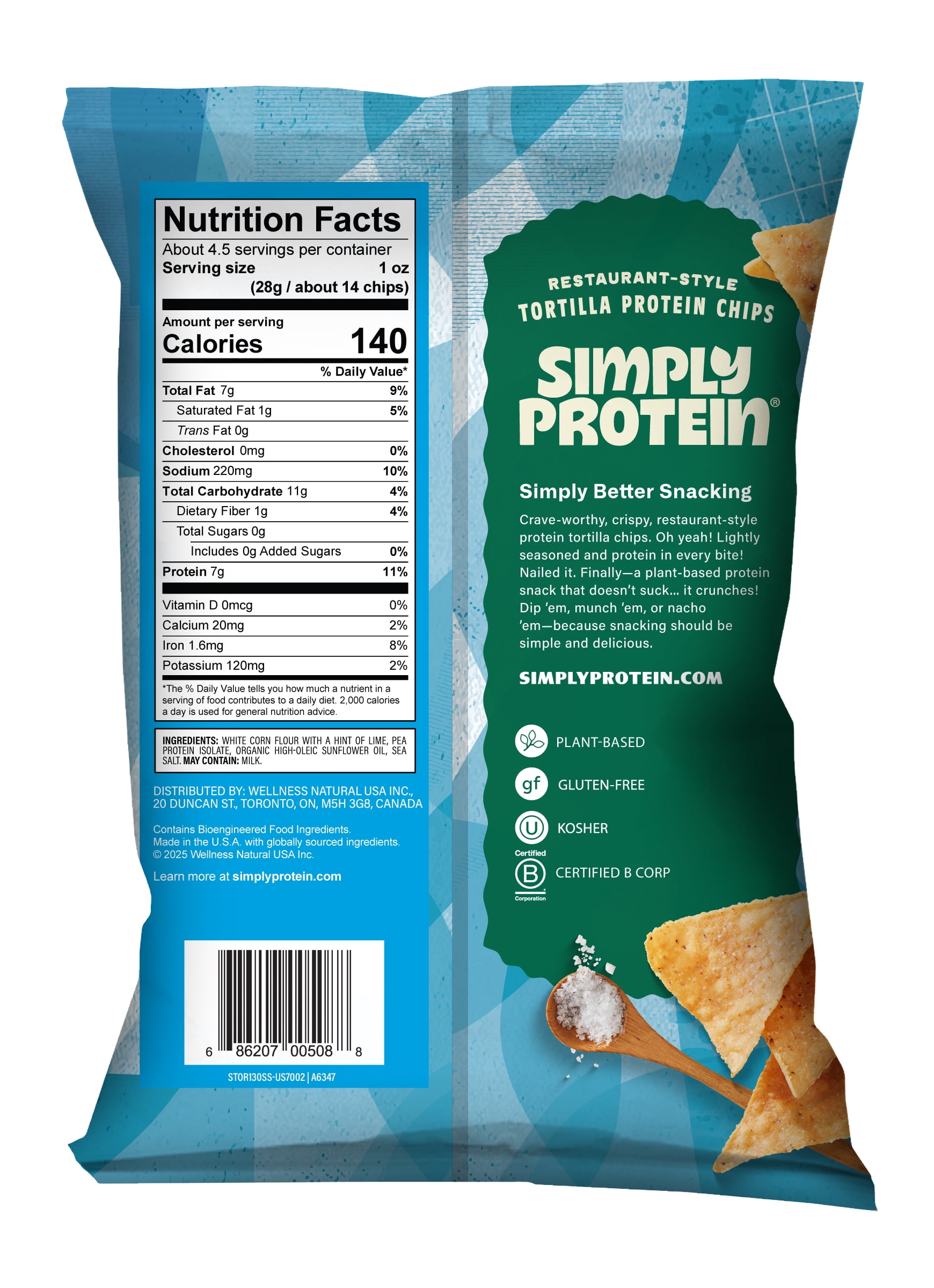 Simply Protein Restaurant Style Tortilla Chips Sea Salt, 7g Protein, Gluten Free, 1 pack, 4.58 oz