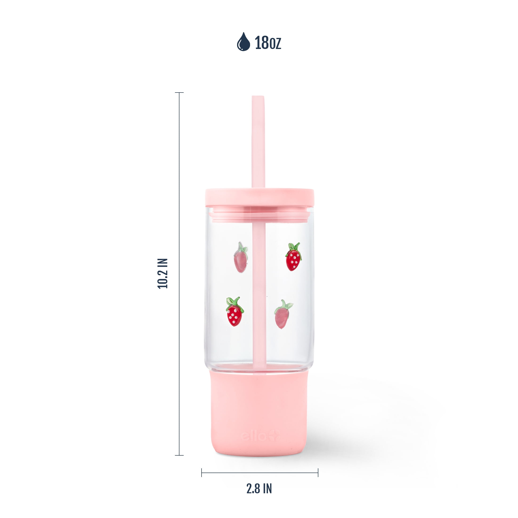 Ello Charmed 18oz Glass Tumbler with Lid and Straw