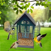 HBBKVI Metal Bird Feeder, Squirrel-Proof Hopper Bird Feeders for Garden Patio Yard, Weather-Proof House Shaped Bird Feeder