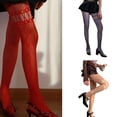 thumbnail image 2 of Aellinatey Women Aesthetic Asymmetrical Pattern Lace Patchwork Fishnet Pantyhose Tights, 2 of 20
