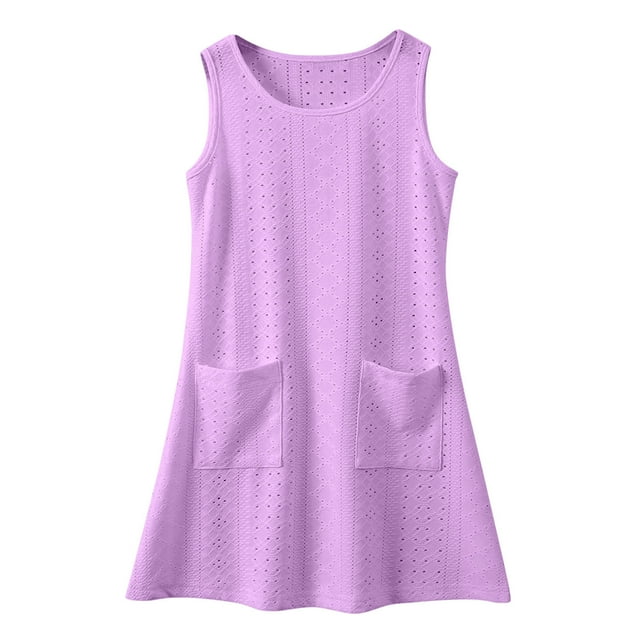 Girl's Summer Boho Tie Shoulder Midi Tiered Dresses With Pockets