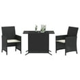 thumbnail image 3 of vidaXL 3 Piece Bistro Set with Cushions Black Poly Rattan, 3 of 6