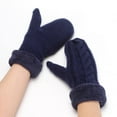 thumbnail image 2 of beishanbush Gloves Mittens Women Fashion Knitted Plush Twist Windproof Warm Thickened Fingered Plus Gloves Navy, 2 of 3