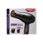 RED by Kiss 2000W Ceramic Ionic Hair Dryer – Anti-Frizz Blow Dryer with 3 Heat/Speed Settings, Lightweight Compact Design, 2 Bonus Detangler Piks for All Hair Types