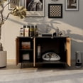 thumbnail image 4 of HighSound Cat Litter Box Furniture Enclosure, Hidden Kitty Litter Cat House with Hidden Plug, Indoor Cat Washroom Side Table Cat House, Large Wooden Enclused Litter Box House, Black & Walnut, 4 of 9