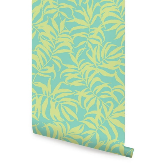 Tropical Palm Leaves Solid Peel and Stick Wallpaper