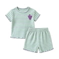 thumbnail image 6 of KPOPLK Kids Toddler Infant Girls Clothes Outfit Sets 2 Piece Casual Heart Print Short Sleeve Round Neck Top Shirt+Pants for 3 6 9 12 Months 2t 3t 4t(2-3 Years,Purple), 6 of 7