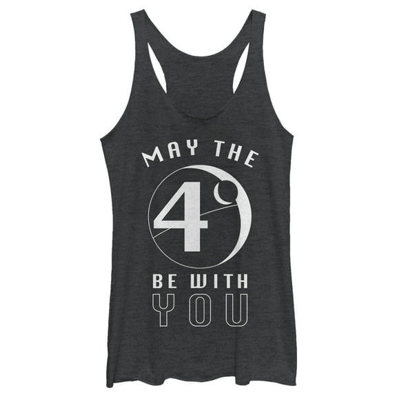 Women's Star Wars Death Star May The 4th Be With You Racerback Tank Top Black Heather 2X Large