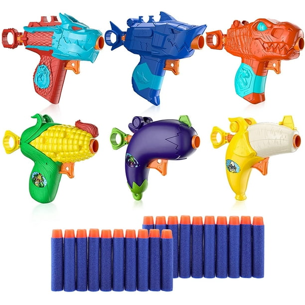 Lot de 6 jouets Blaster pour garçons avec recharge de 20 fléchettes en  mousse souple pour fournitures de fête Nerf 