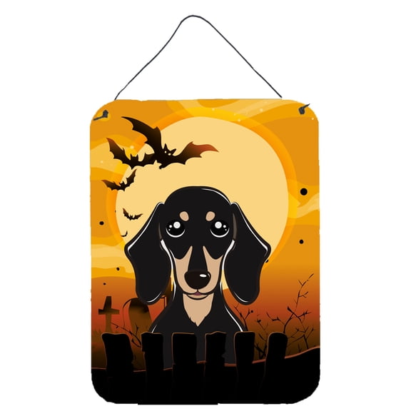 Halloween Smooth Black and Tan Dachshund Wall or Door Hanging Prints
