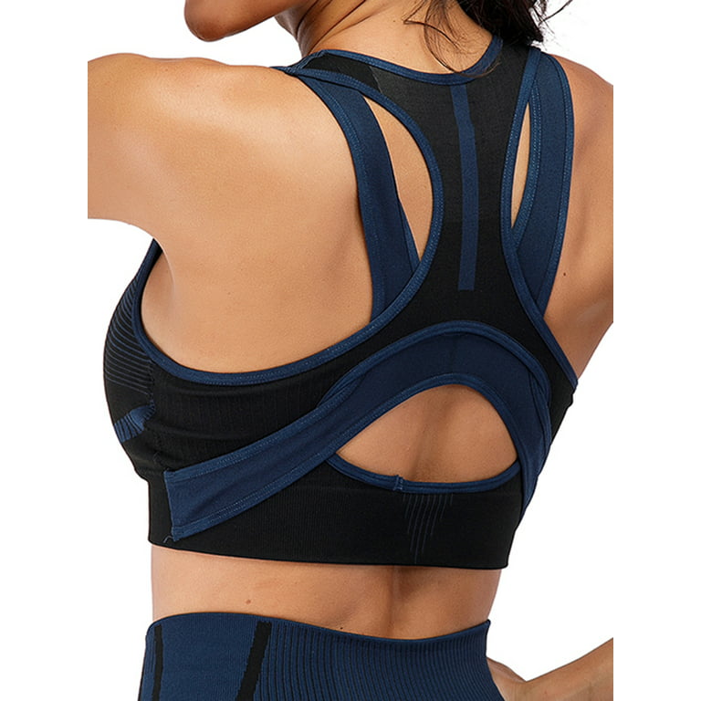 High Support Sports Bra for Large Bust Racerback Solid Sports Bras Running  for Women Plus Size Comfortable Supportive, Blue, Large : :  Clothing, Shoes & Accessories