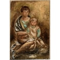 thumbnail image 3 of Wacław Wąsowicz 14x18 Black Modern Framed Museum Art Print Titled - Portrait of a Wife with a Daughter (1928), 3 of 5