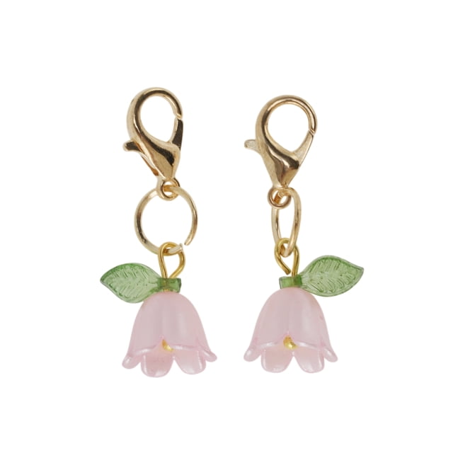 Accesorios de zapatos de moda, charms para agujetas en forma de hoja y flor, color rosa, 1 par