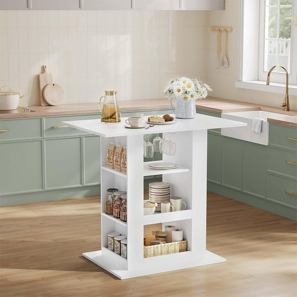 Mesa de Comedor con Estantes de Almacenamiento, Ahorro de Espacio para Cocinas, Comedores o Oficina Nomi