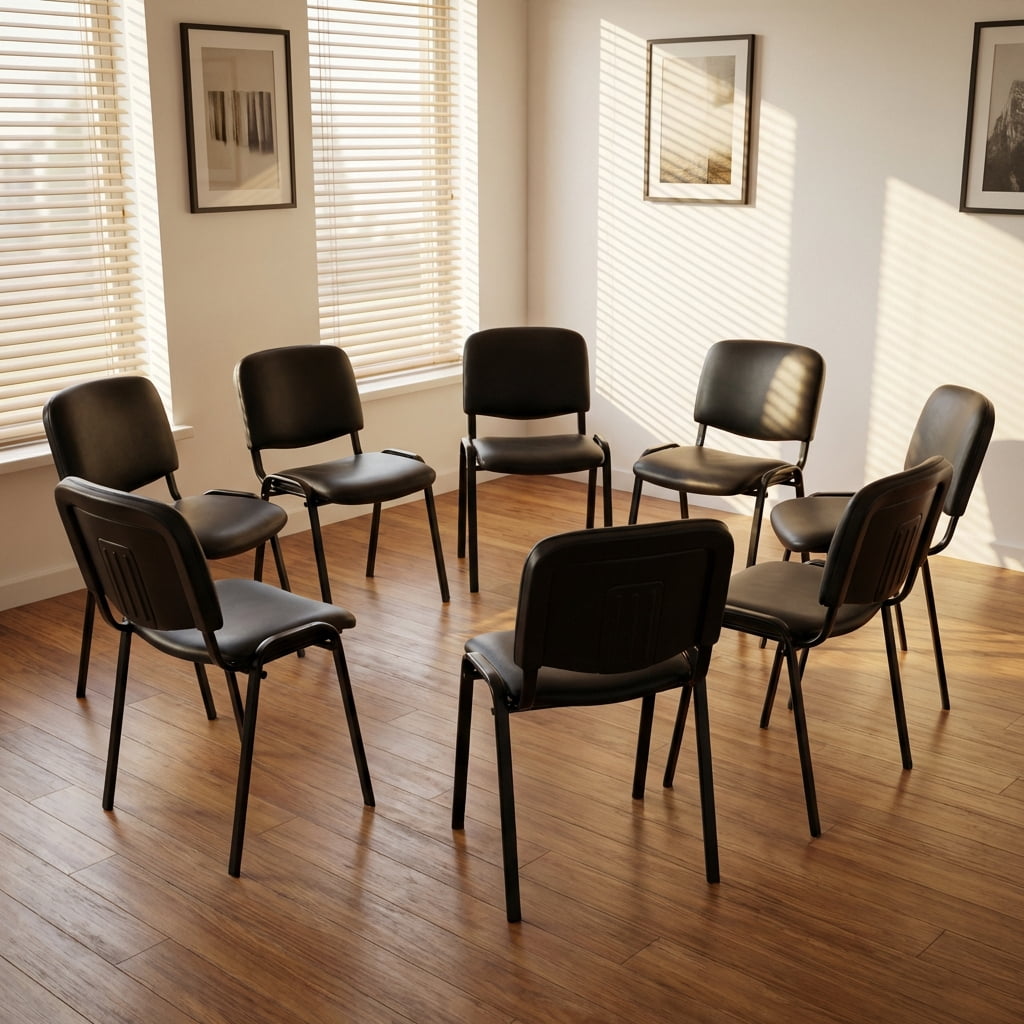 Guyou Black Stackable Conference Room Chairs Set of 5, Armless Leather Reception Chair, Ergonomic Office Chair with Back, Visitor Chairs for Conference Room Training Room Waiting Room School