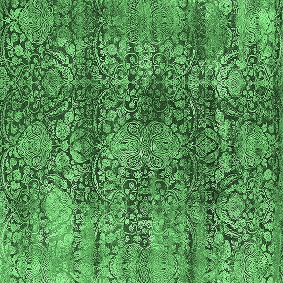 Ahgly Company Indoor Square Oriental Emerald Green Industrial Area Rugs, 6' Square