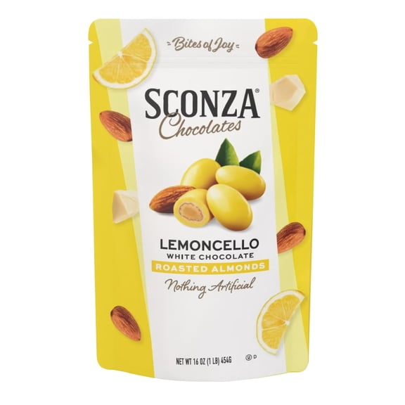 Sconza Lemoncello White Chocolate Roasted Almonds 16 oz.