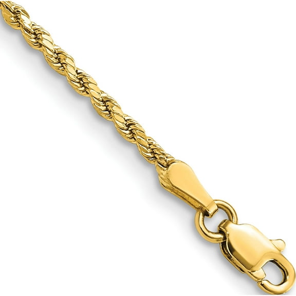 14K Yellow Gold 2mm Semi-Solid D/C Rope Chain (8 X 2) Made In Peru dh014-8