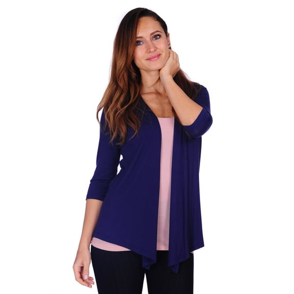Simply Ravishing Women's Basic 3/4 Sleeve Hip Length Open Drape Cardigan, 3X, Sage