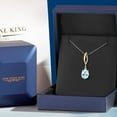 thumbnail image 5 of Gem Stone King 925 Silver and 10K Yellow Gold Sky Blue Topaz and White Lab Grown Diamond Pendant Necklace for Women | 3.07 Cttw | Gemstone November Birthstone | Oval 10X8MM | With 18 inch Chain, 5 of 6