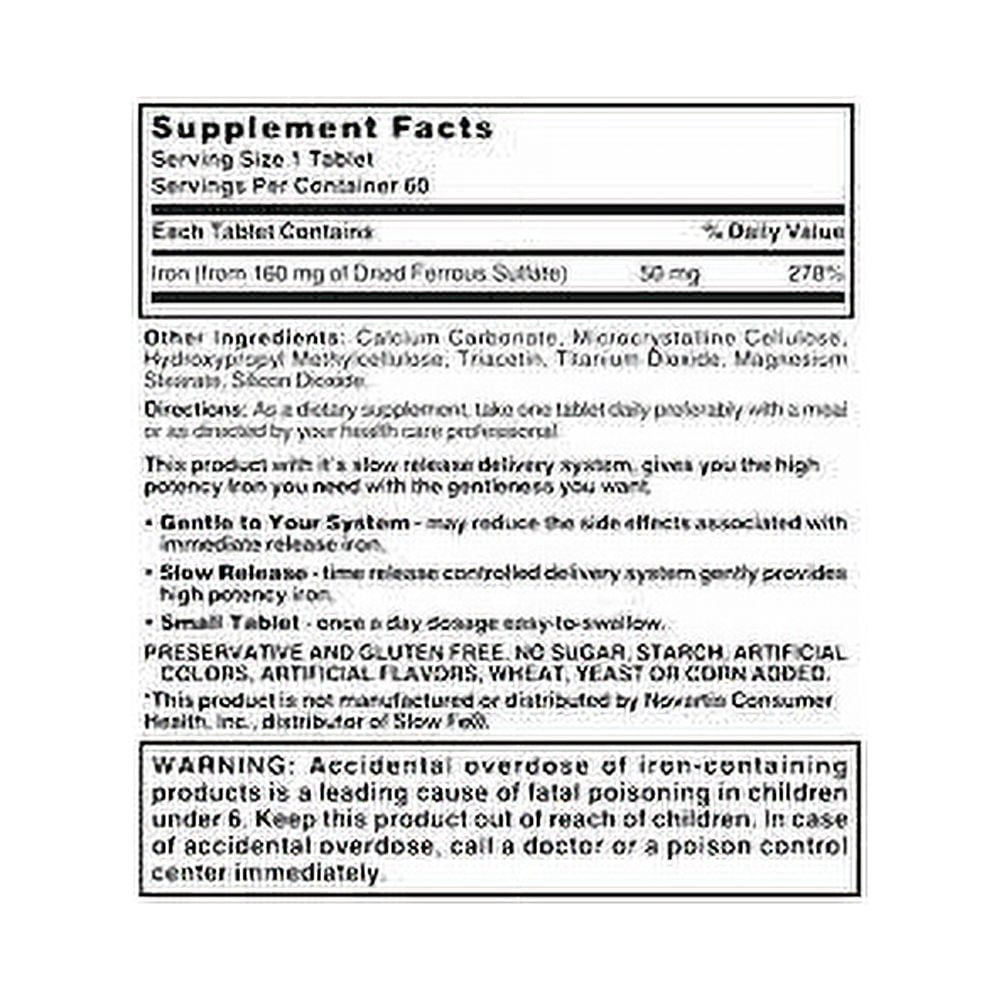 Nature's Blend Elemental SlowPotency Iron Ferrous Sulfate, 60 ct, 5 Pack